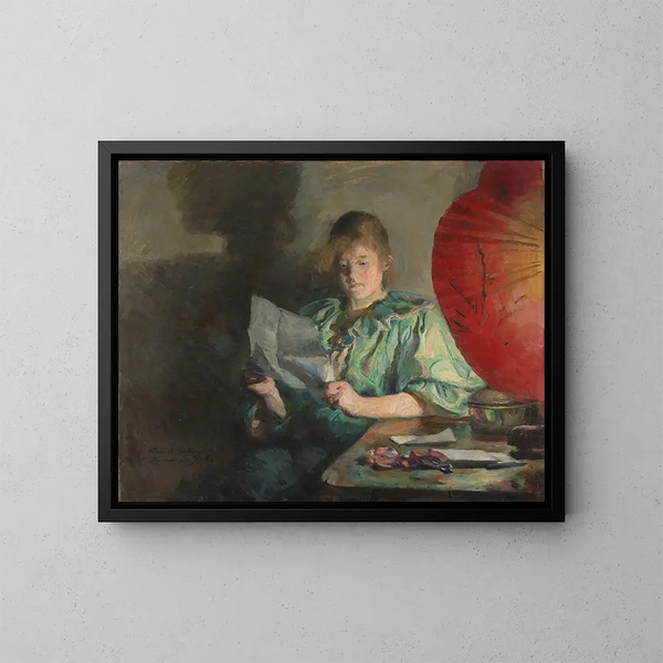 Innenaufnahme am Abend - Harriet Backer — gerahmtes Bild an der Wand