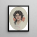 Brune mit einer rosa Schleife - Harrison Fisher — gerahmtes Bild an der Wand