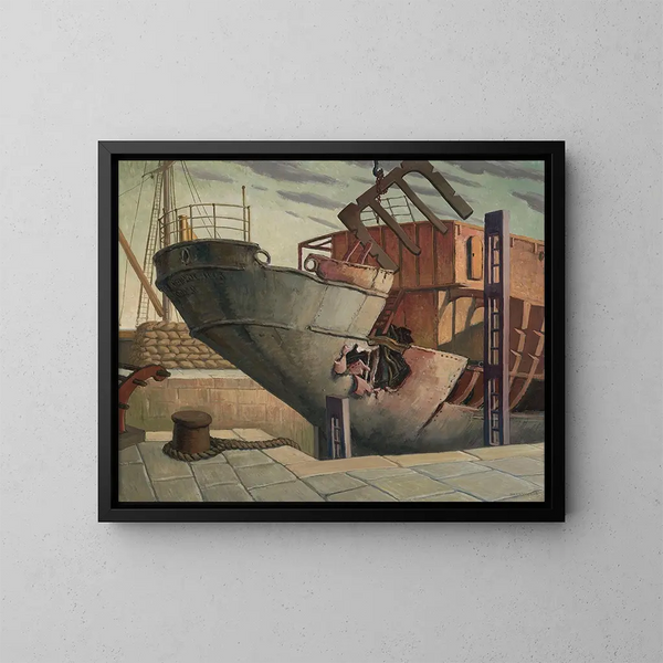 Der britische Kanzler im Trockendock in Falmouth, Oktober 1940 - Harry Morley — gerahmtes Bild an der Wand