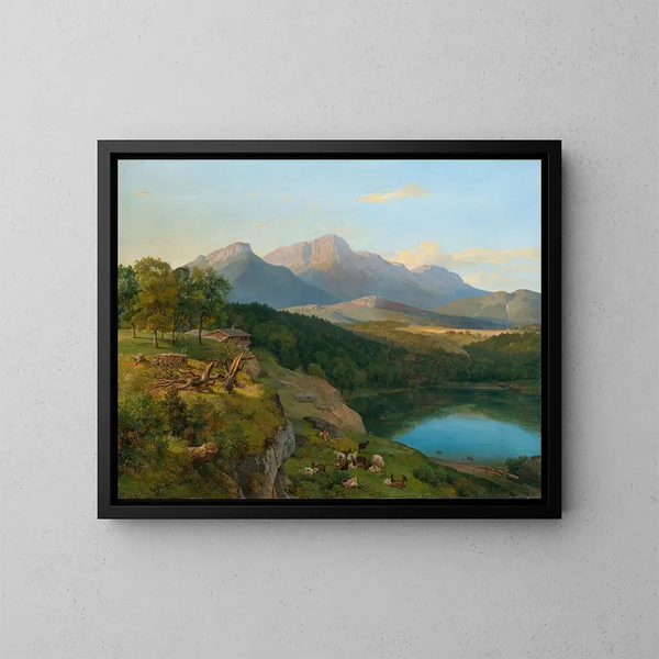 Ansicht des Untersbergs im Berchtesgadener Land - Heinrich Brandes — gerahmtes Bild an der Wand