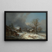 Rue de Village en Hiver avec Abreuvoir - Heinrich Bürkel — gerahmtes Bild an der Wand