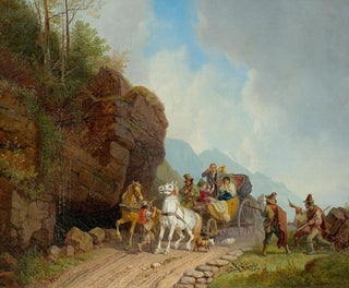 Angriff der Bänder auf eine Postkutsche - Heinrich Bürkel — Ansicht des Kunstwerks