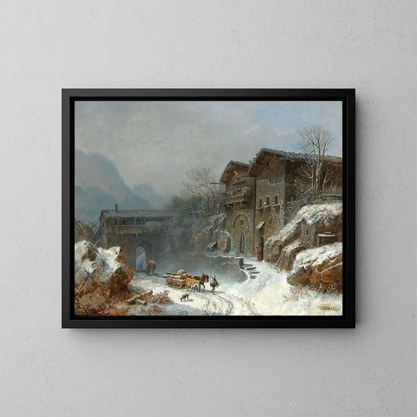Winter in Rattenberg - Heinrich Bürkel — gerahmtes Bild an der Wand
