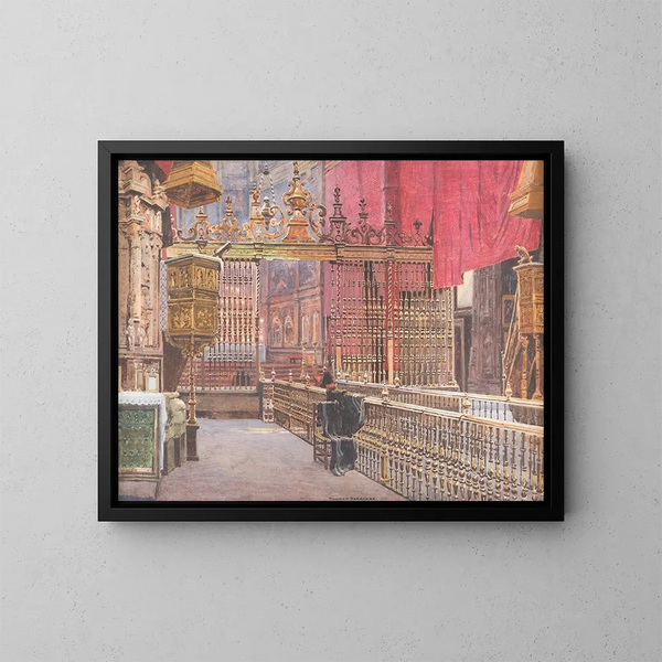 Innenansicht der Kathedrale von Vile Spanien - Heinrich Hermanns — gerahmtes Bild an der Wand