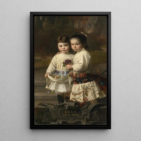 Brüder und Schwestern im Schlosspark - Heinrich Lauenstein — gerahmtes Bild an der Wand