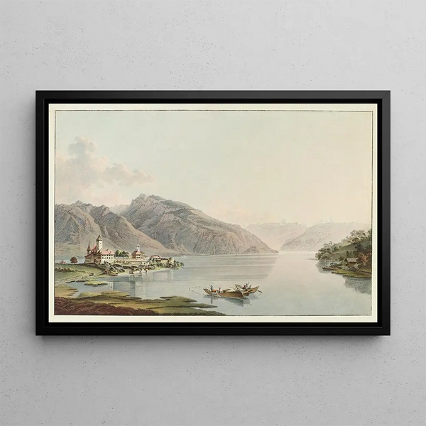 Ansicht des Schlosses Spiez am Thunersee - Heinrich Rieter — gerahmtes Bild an der Wand