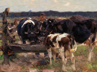 Heinrich Von Zgel - A Shepherd with Cows near a Watering Place.webp