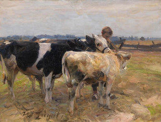 Heinrich Von Zgel - Hirte mit drei Jungrindern.webp
