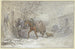 Winterliche Farm, auf dem ein Pferd vom Kutscher zur Scheune geführt wird - Heinrich Winter — Ansicht des Kunstwerks