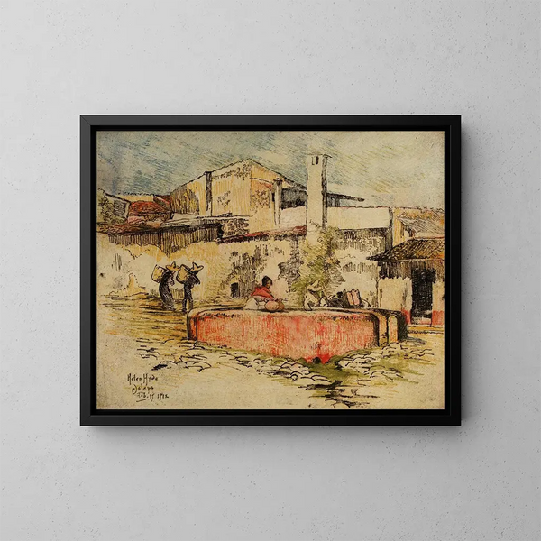 Die rosa Fontaine in Jalapa - Helen Hyde — gerahmtes Bild an der Wand