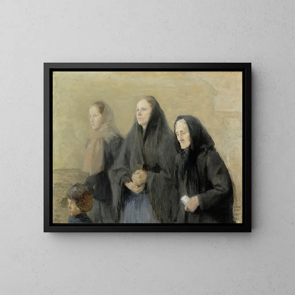 Die Gläubigen am Ostermorgen - Helene Schjerfbeck — gerahmtes Bild an der Wand