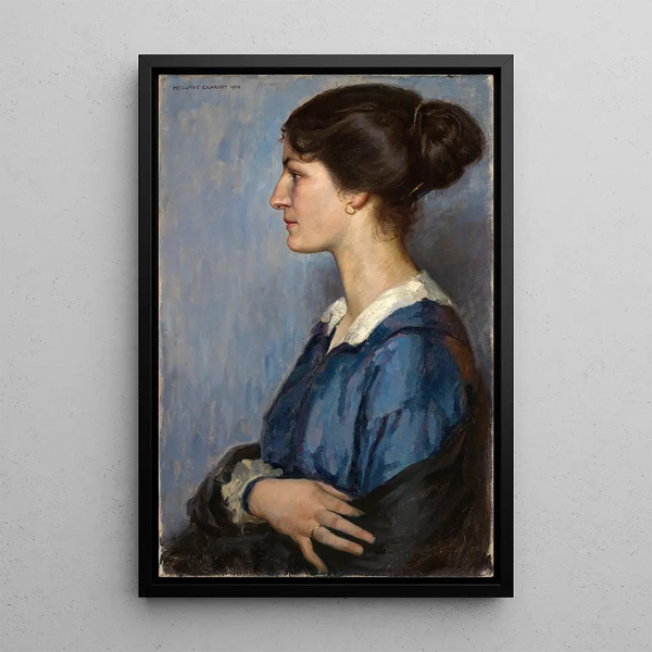 Portrait einer Frau im Profil nach links - Hellmut Eichrodt — gerahmtes Bild an der Wand