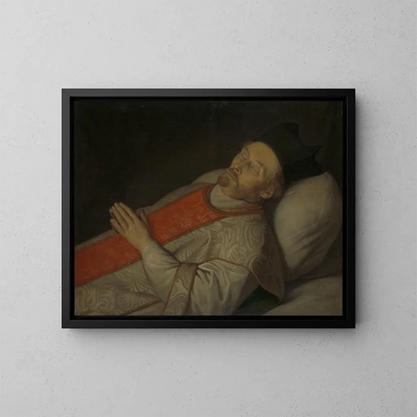 Portrait de Joannes Putkamer sur son lit de mort 1600-1671 - Hendrick Bloemaert — gerahmtes Bild an der Wand