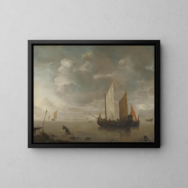 Ruhiges Meer - Hendrick Jacobsz Dubbels — gerahmtes Bild an der Wand