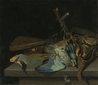 Hendrick Ten Oever - Still life with hunting implements and birds.webp