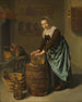 Frau, die einen Behälter wäscht - Hendrick ten Oever — Ansicht des Kunstwerks
