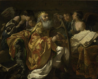 Hendrick Ter Brugghen - King David playing the harp among angels.webp