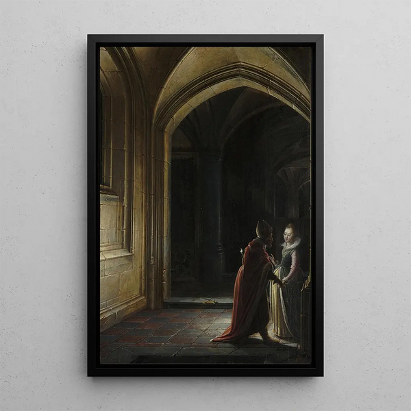 Esther und Mardochäus - Hendrick van Steenwijck der Jüngere — gerahmtes Bild an der Wand