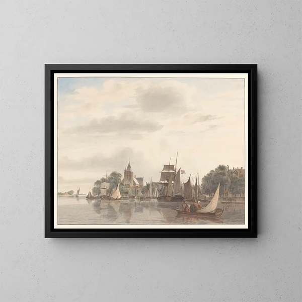 Stadt am Wasserufer - Hendrik Abraham Klinkhamer — gerahmtes Bild an der Wand