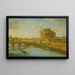 Rom, Blick auf den Tiber mit dem Castel Sant'Angelo und der Ponte Sant'Angelo, die Basilika St. Peter in der Ferne - Hendrik Frans van Lint — gerahmtes Bild an der Wand