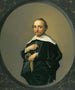 Portrait eines bärtigen Mannes in einem schwarzen Mantel mit großem weißen Kragen, der ein Paar Handschuhe hält - Hendrik Gerritsz. Pot — Ansicht des Kunstwerks