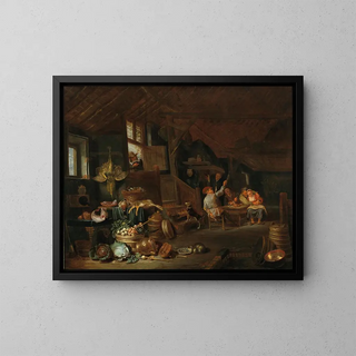 Hendrik Martensz Sorgh - A kitchen interior with peasants carousing.webp