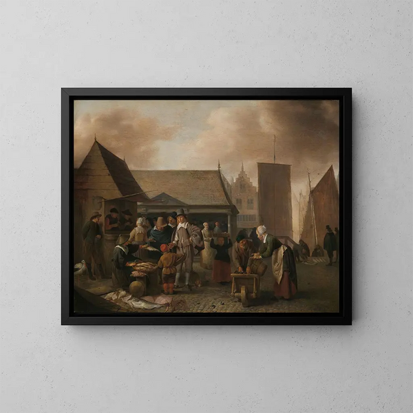 Fischmarkt - Hendrik Martensz Sorgh — gerahmtes Bild an der Wand