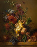 Naturstillleben mit Dahlien, Stockrosen und anderen Blumen in einer Glasvase - Hendrik Reekers — Ansicht des Kunstwerks