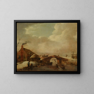 Winterlandschaft - Hendrik Willem Schweickhardt — gerahmtes Bild an der Wand
