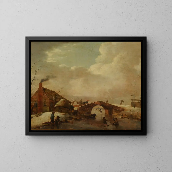 Winterlandschaft - Hendrik Willem Schweickhardt — gerahmtes Bild an der Wand