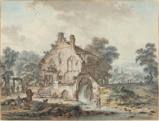 Hendrik de Meyer II - Rustic Watermill in a Gothic Ruin.webp