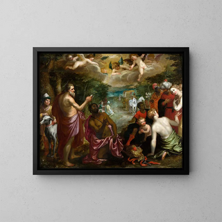 Der Tauf des Kammerherrn der Königin Candace von Äthiopien - Hendrik van Balen — gerahmtes Bild an der Wand