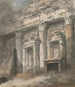 Fassade eines römischen Tempels in Ruinen mit Säulen und Tür - Heneage Finch, 4. Graf von Aylesford — Ansicht des Kunstwerks