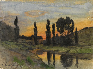 HenriJoseph Harpignies - Arbre au bord dune rivire.webp
