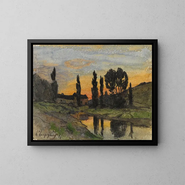 Baum am Flussufer - Henri-Joseph Harpignies — gerahmtes Bild an der Wand