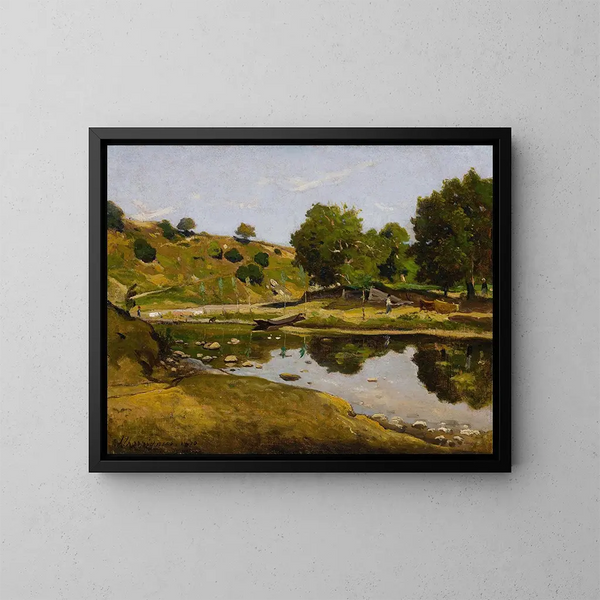 Sonniges Landschaftsbild - Henri-Joseph Harpignies — gerahmtes Bild an der Wand