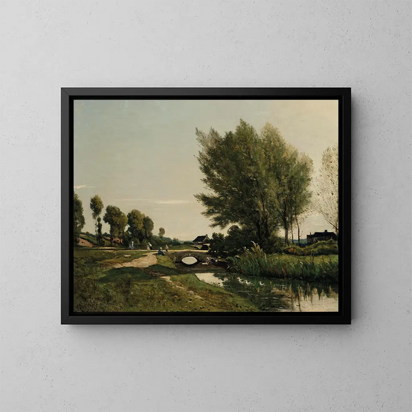 Eine Aussicht in der Nähe von Saint-Priv - Henri-Joseph Harpignies — gerahmtes Bild an der Wand