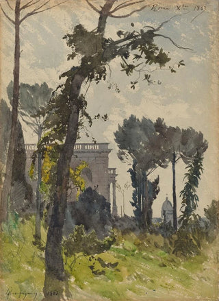 HenriJoseph Harpignies - View of the Dome of Saint PetersRome.webp