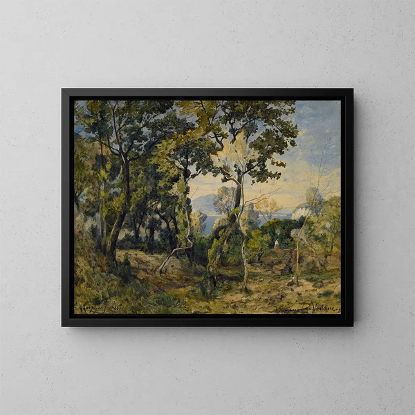 Villefranche - Henri-Joseph Harpignies — gerahmtes Bild an der Wand