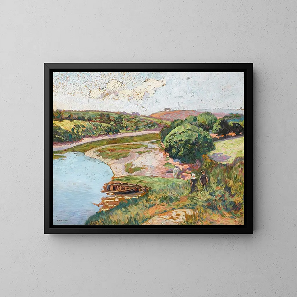 Bretonisches und bretonisches Gemälde am Ufer des Aven - Henri Delavalle — gerahmtes Bild an der Wand