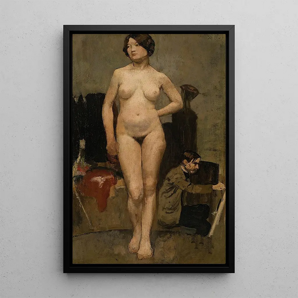 Frau nackt, Atelierstudie - Henri Evenepoel — gerahmtes Bild an der Wand