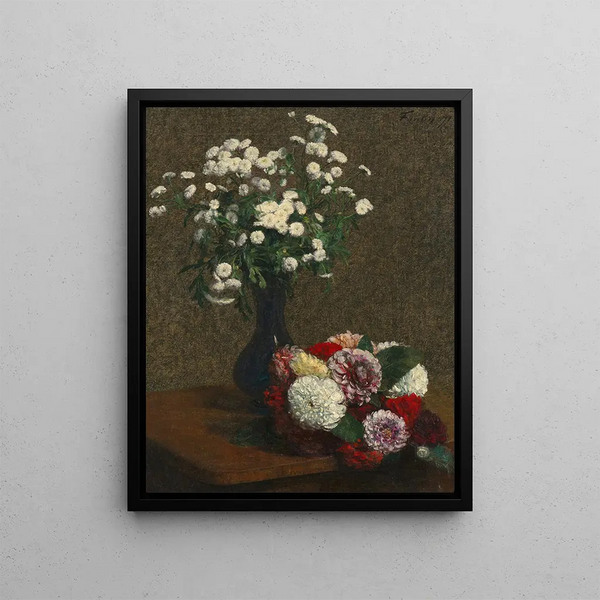 Blumen Kamille und Dahlien - Henri Fantin-Latour — gerahmtes Bild an der Wand