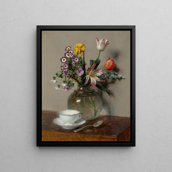 Stillleben Gemälde: Die Kaffeetasse - Henri Fantin-Latour — gerahmtes Bild an der Wand
