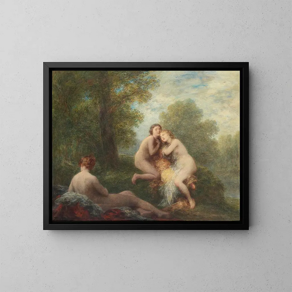 Drei besorgte Badende - Henri Fantin-Latour — gerahmtes Bild an der Wand