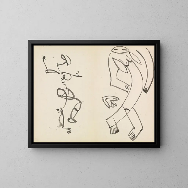 Studien von zwei tanzenden Figuren - Henri Gaudier-Brzeska — gerahmtes Bild an der Wand
