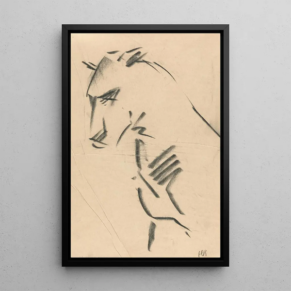 Ansicht in drei Vierteln einer Löwin - Henri Gaudier-Brzeska — gerahmtes Bild an der Wand