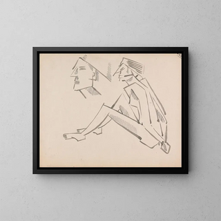 Zwei Studien von Figuren - Henri Gaudier-Brzeska — gerahmtes Bild an der Wand