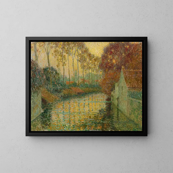 Kanal im Herbst in Gisors - Henri Le Sidaner — gerahmtes Bild an der Wand