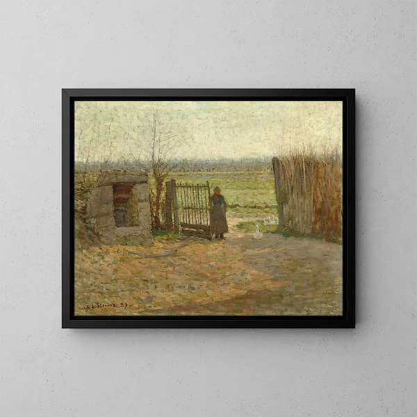 Die Tür des Bauernhofs - Henri Le Sidaner — gerahmtes Bild an der Wand