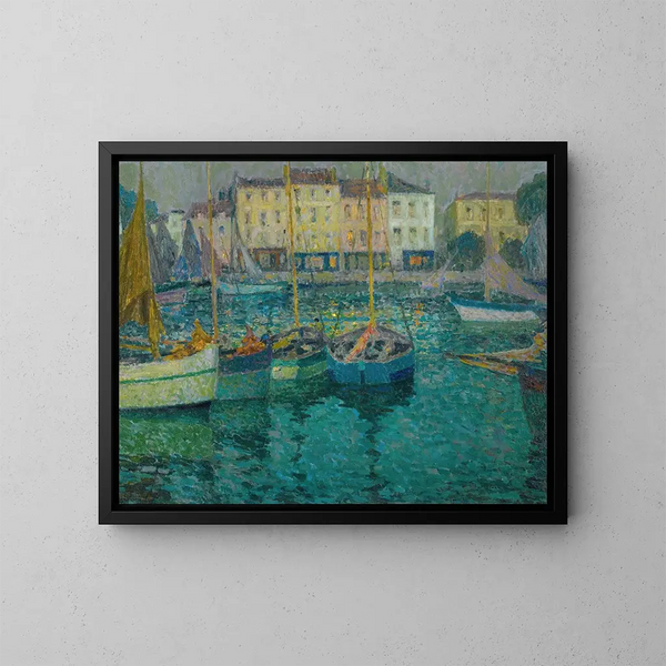 Die Boote in La Rochelle - Henri Le Sidaner — gerahmtes Bild an der Wand